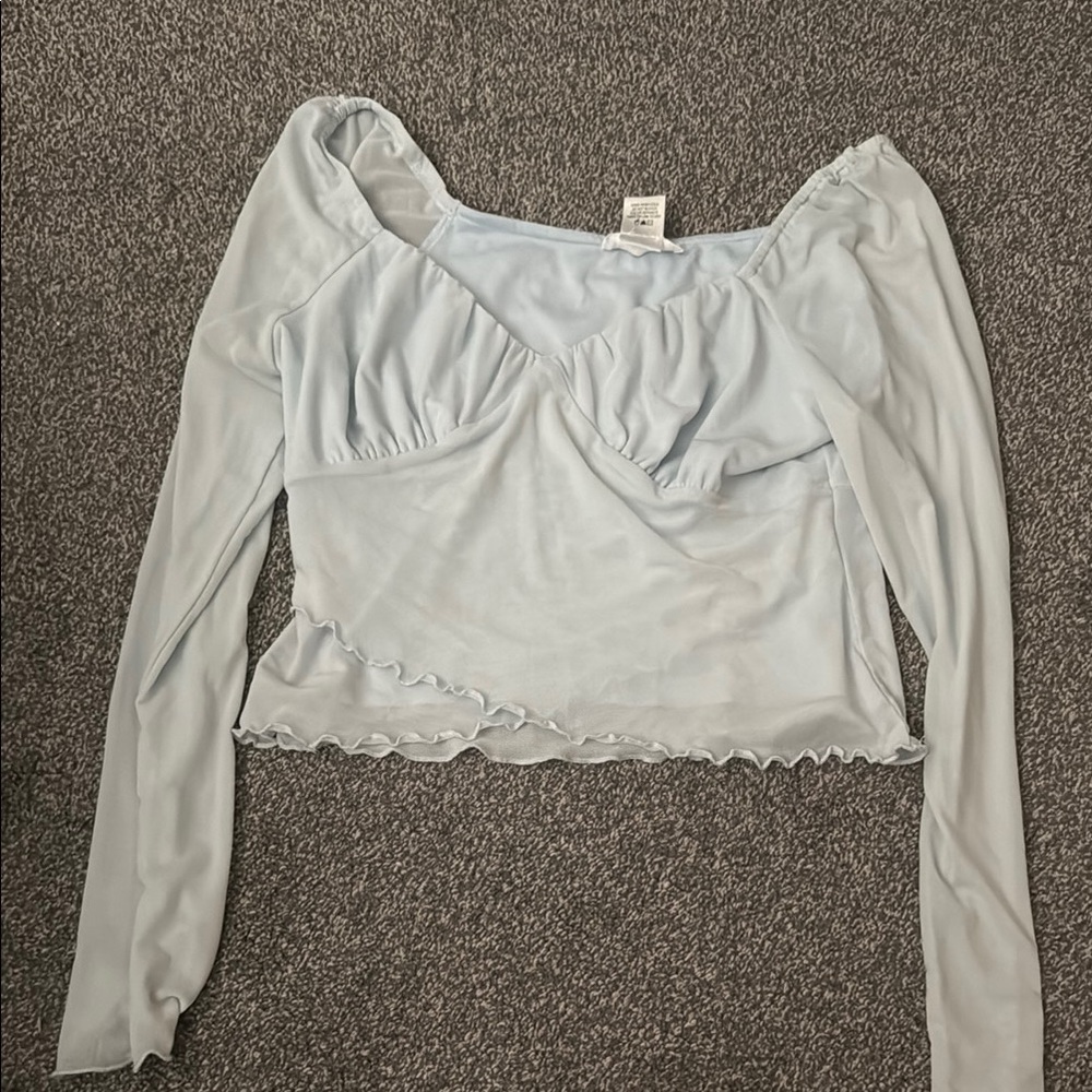 Chic Blue Ruched Crop Top